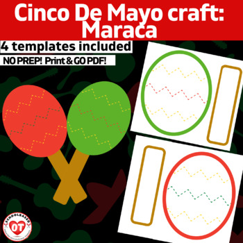 Preview of OT cinco de mayo maraca craft:Color, Cut, Glue craft template no prep print & go