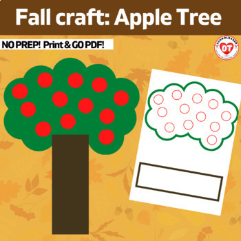 Preview of OT fall/ autumn apple tree craft: Color, Cut, Glue no prep print & go template