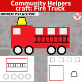 OT fire truck community helpers craft: Color, Cut, Glue