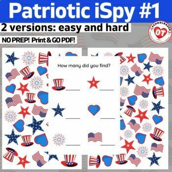 Preview of OT patriotic PRESIDENTS DAY ispy #1: search, find and count ispy worksheets
