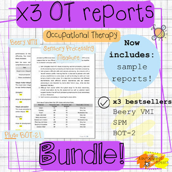Preview of Occupational therapy report templates | Sensory Profile Movement ABC | OT