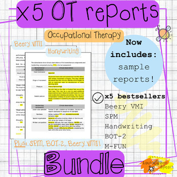 Preview of x5 OT report template BUNDLE | SPM Beery M-FUN BOT-2 | Occupational therapy