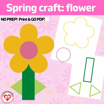 Preview of OT spring flower craft #3: color, cut, glue craft template: no prep craft