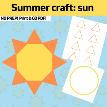 Preview of OT summer sun craft Color, Cut, Glue craft template print and go no prep