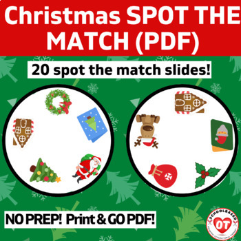 Preview of OT virtual CHRISTMAS spot the match visual perceptual game NO PREP!