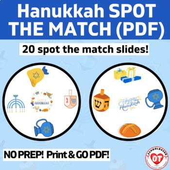 Preview of OT: virtual HANUKKAH THEMED spot themed spot the match visual perceptual game