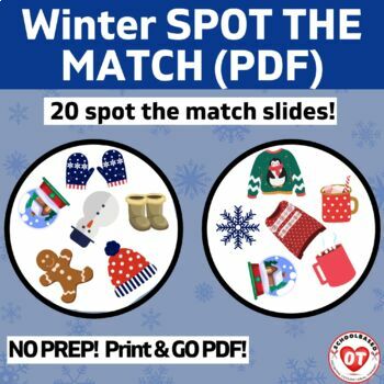 Preview of OT: virtual Winter themed spot the match visual perceptual game