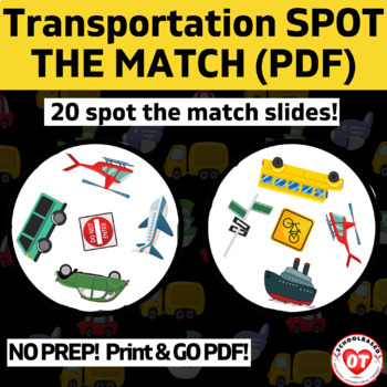 Preview of OT: virtual transportation themed spot the match visual perceptual game
