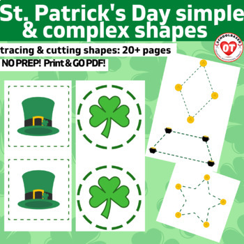 ot visual motor st patricks day cutting simple complex shape worksheets 25 pg