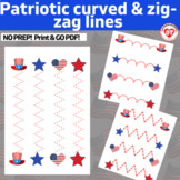 OT visual motor tracing & cutting PATRIOTIC themed curved 