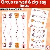 OT visual motor tracing worksheets: CIRCUS theme trace cur