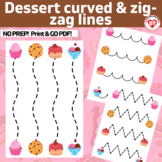 OT visual motor tracing worksheets: DESSERT themed trace c