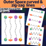 OT visual motor tracing worksheets: SPACE themed trace cur