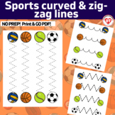 OT visual motor tracing worksheets: SPORTS trace curved & 