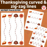 OT visual motor tracing worksheets: THANKSGIVING trace cur