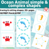 OT visual motor worksheets:Ocean Animal themed trace/cut s