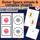 OT visual motor worksheets SPACE themed trace/cut simple &