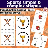 OT visual motor worksheets: SPORTS themed trace & cut simp