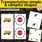 OT visual motor worksheets:transportation trace & cut simp