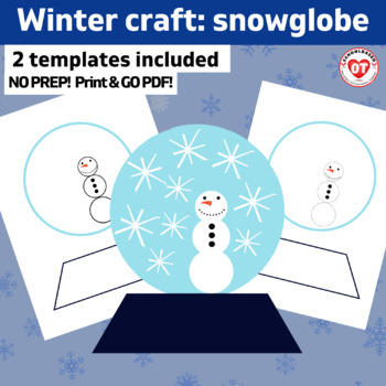Preview of OT winter snow globe craft: Color, Cut, Glue craft template: no prep print & go