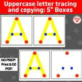 OT worksheets uppercase A-Z: 5" boxes tracing/copying with