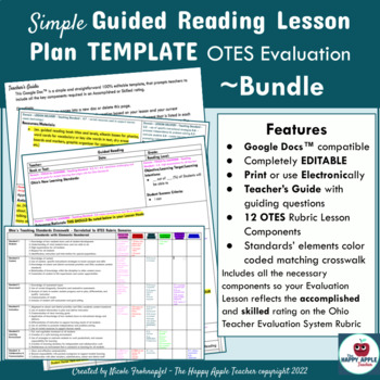 Preview of OTES 2.0 Guided Reading Lesson Plan Template G Doc™ Evaluation Ready Bundle