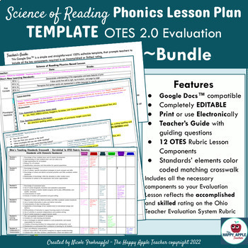 Preview of OTES 2.0 Science of Reading Lesson Plan Template G Doc™ Evaluation Ready Bundle