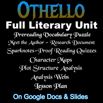 Preview of OTHELLO -- FULL LITERARY UNIT (Quizzes, Character & Plot Maps, etc.)