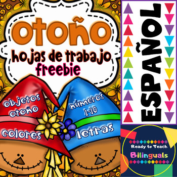 Preview of OTOÑO  No-Prep FREEBIE Math and ELA Printables for Pre-K and Kinder in Spanish