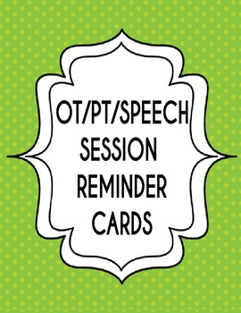 Preview of OTPT/SPEECH REMINDER CARDS
