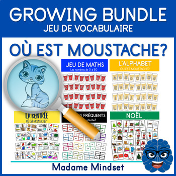 Preview of OÙ EST MOUSTACHE? - Vocabulary Game: ENDLESS (Growing) BUNDLE (FRENCH)