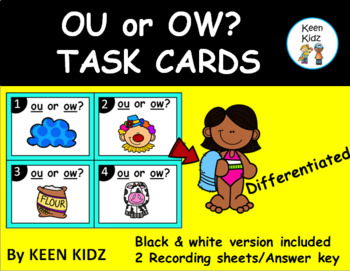 Preview of OU OR OW TASK CARDS/WRITE THE ROOM/SCOOT