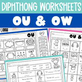 OU OW Worksheets Vowel Diphthongs 1st grade Phonics Activities