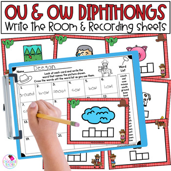Preview of OU and OW - Diphthongs - Vowel Pairs - Phonics - Write the Room