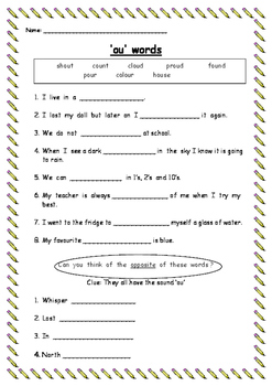 ou sound worksheet teaching resources teachers pay teachers