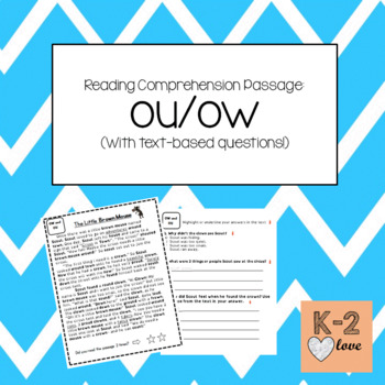 Ou And Ow Reading Comprehension And Text Based Questions By K 2love