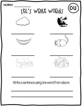 OU And OW Sound Worksheets Ou And Ow Digraph NO PREP By BuzzWithBee