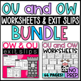 OU and OW Words BUNDLE: No Prep Worksheets and Exit Slips