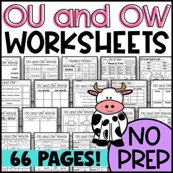 Preview of OU and OW Worksheets: Cut & Paste Sorts, Cloze, Read & Draw, Roll & Read