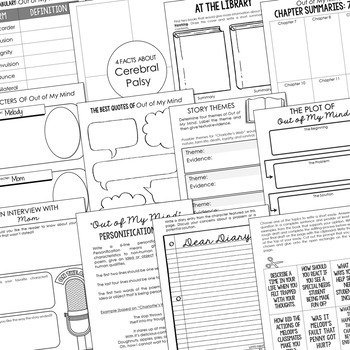 OUT OF MY MIND Novel Study Unit Activities | Reading Comprehension