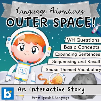 Preview of OUTER SPACE, Boom Cards Speech Therapy, Basic Concepts, WH Questions