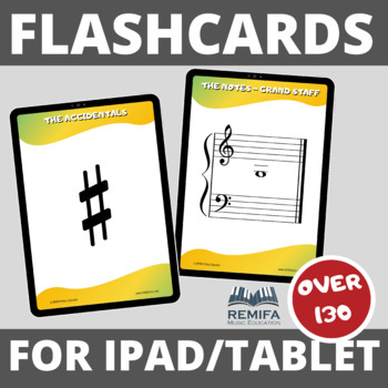 Preview of OVER 130 Large Music Symbols and notes FLASHCARDS to use on your Ipad/Tablet.