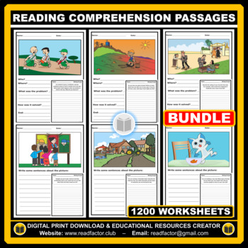 Preview of Reading Comprehension Passages BUNDLE 1200 Worksheets