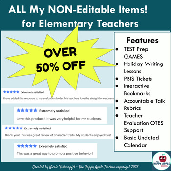 Preview of OVER 50% OFF Test Prep, Games, Holiday Writing, Rubrics, PBIS, SEL, OTES