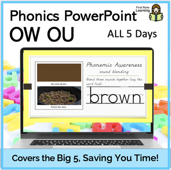 Preview of OW OU All 5 Days Phonics Phonemic Awareness Digital PowerPoint
