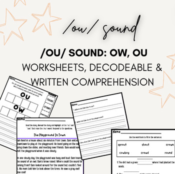 Preview of OW, OU Diphthong /ou/ Worksheets [Small Groups or Independent Work]