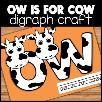 Preview of OW Vowel Digraph Letter Craft | ow is for cow printable digraph craft template