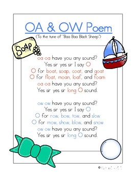 OW and OA Poem / Song by Sparkling Minis | Teachers Pay Teachers