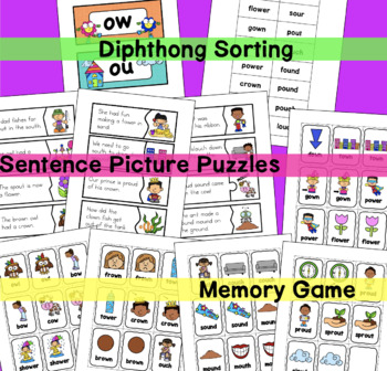 OW and OU Worksheets, Poster, and Activity by Kiddie Concepts and Clips