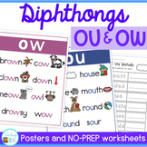 OU OW Worksheets and Posters - OU and OW Diphthongs Phonic